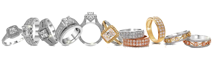 تصویر حلقه های طلا جواهر سفید و طلایی